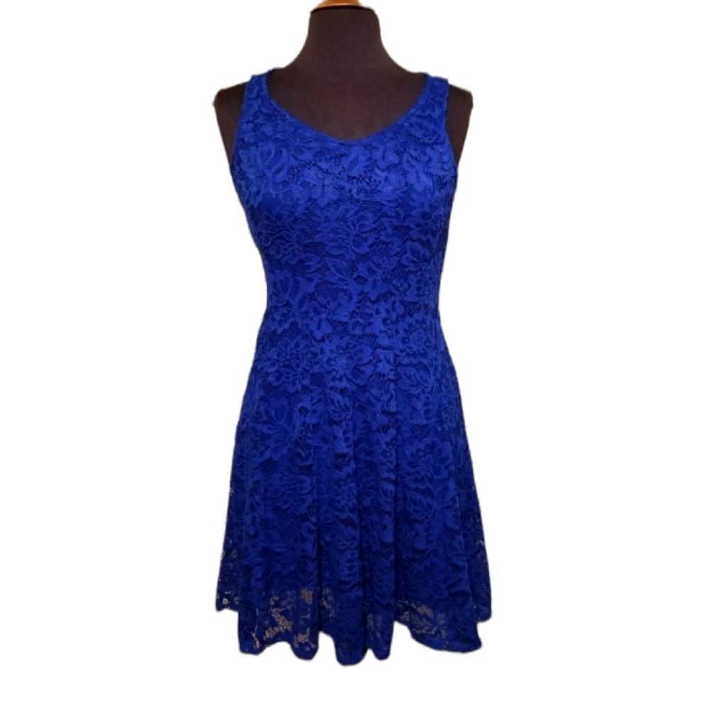 CB Established Dress Size 4 Fairy Romantic Blue Lace Sleeveless